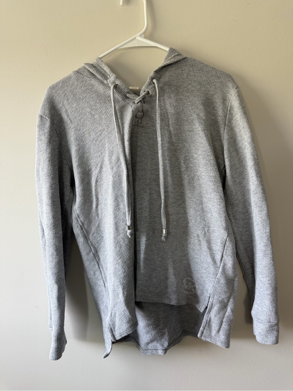 Michael Kors Light Gray Hooded Thermal Pullover Shirt